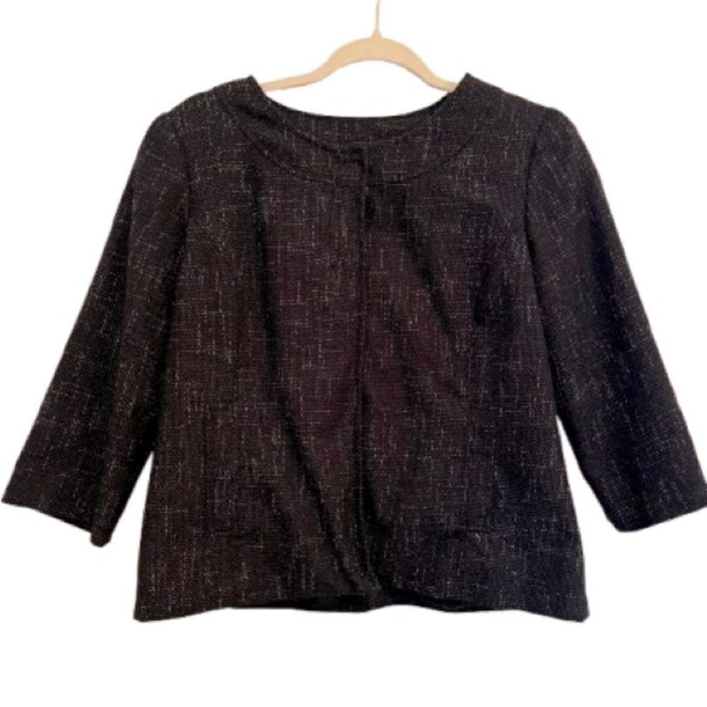 212 Collection Black Boxy 3/4 Sleeve Blouse